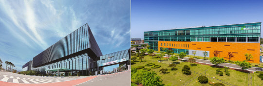 삼성바이오로직스 생산공장(왼쪽)과 셀트리온 생산 공장. <각사 제공>